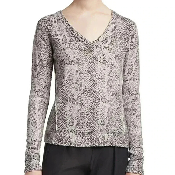 ATM Anthony Thomas Melillo Snakeskin Print Cotton & Cashmere Sweater - Picture 3 of 10